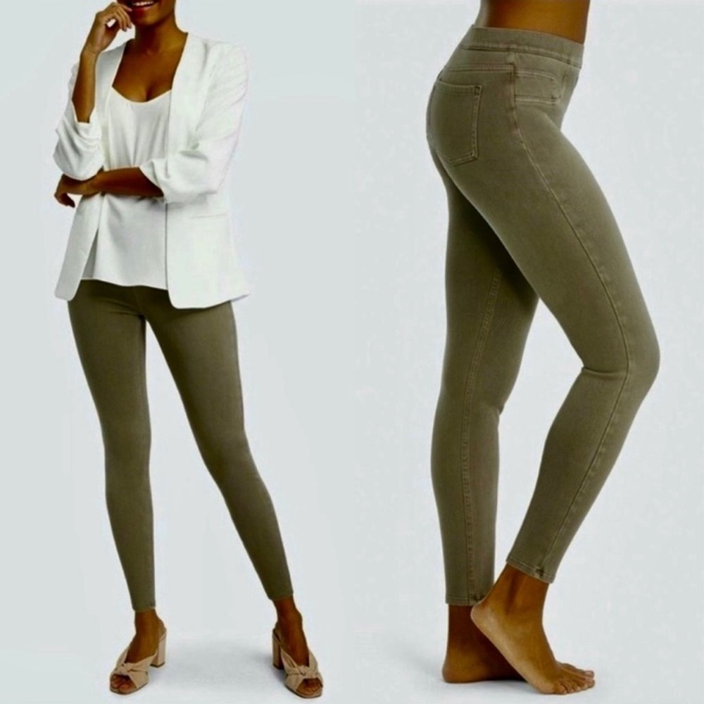 Spanx Jeanish Shaping Ankle Leggings Pants Pull On Olive Green Sz XL Everyday